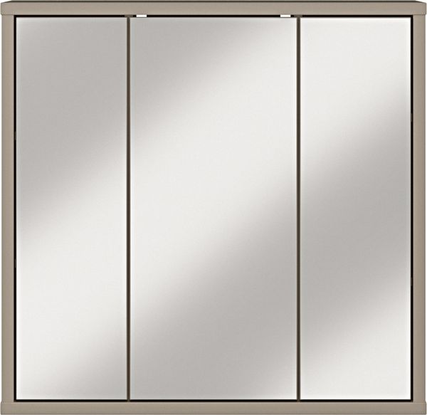 Badezimmerspiegelschrank >ALICE SPRINGS< in Taupe / Spiegel - 74,5x72x23,8cm (BxHxT)