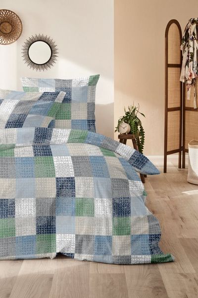 Primera Bettwäsche Biber-Bettwäsche Pixelgrid, Biber, 2 teilig, mit klassischer Karo-Optik