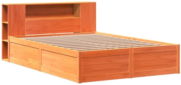 vidaXL Massivholzbett ohne Matratze Wachsbraun 140x200 cm Kiefernholz 3323418 Bild 2