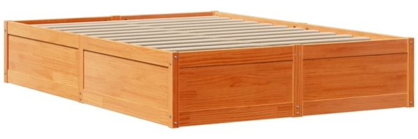 vidaXL Massivholzbett ohne Matratze Wachsbraun 140x200 cm Kiefernholz 3323418 Bild 4
