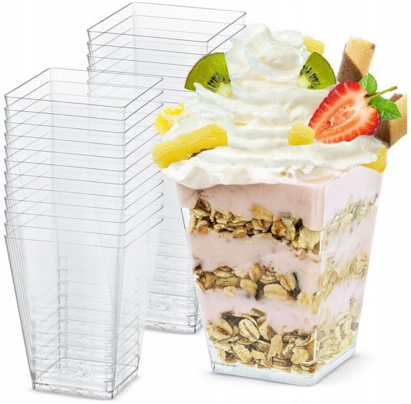 Festivalartikel Dessertschale Dessertbecher 160ml 25 Stk. + 50 Löffel – ideal für Kinderpartys!, PVC
