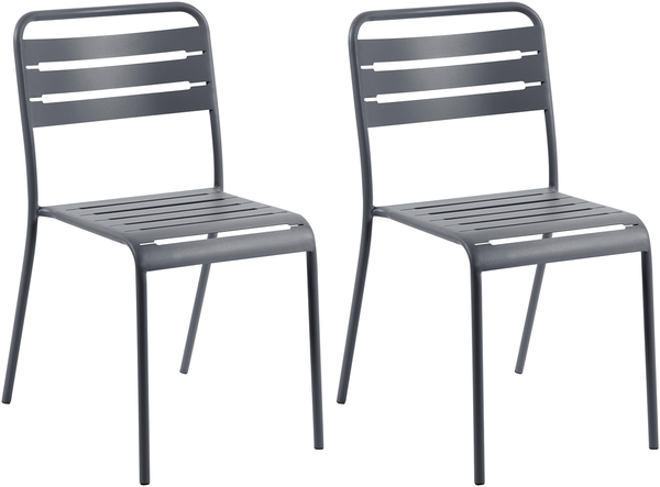 Gartenstuhl 2er Set LEFKADA Metall Dunkelgrau