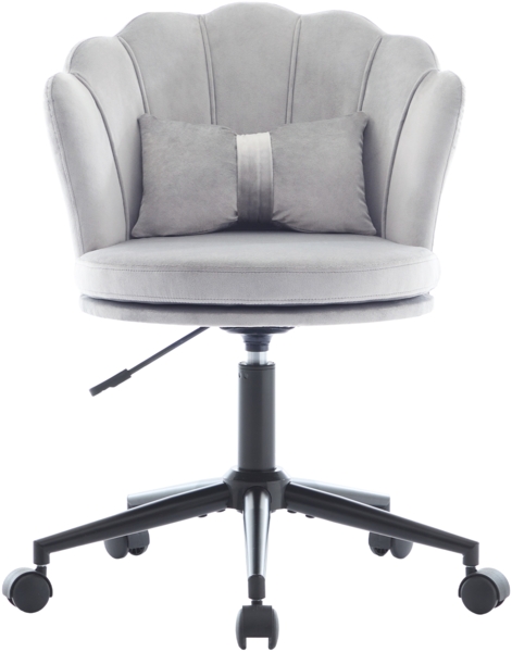 Merax Ankleidestuhl, Bürostuhl, blütenblattförmige Rückenlehne, schmetterlingsförmiges Lendenkissen, höhenverstellbar, weiches Sitzkissen, Grau