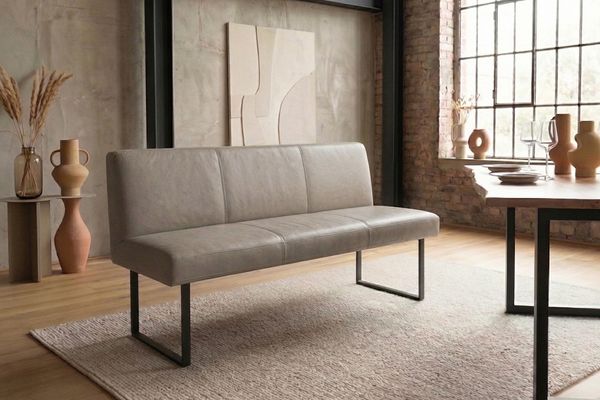 KAWOLA Esszimmerbank ELEEN Leder grau 143cm 85 x 69 x 143 cm