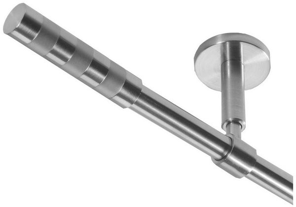 BASIT Gardinenstange Rohr Edelstahl 16 mm mit Deckenträgern 120 cm E12, Ø 16 mm, 1-läufig, verschraubt, Edelstahl, D11 120 cm E12 Zylinder