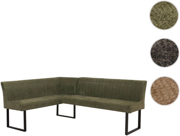 Eckbank HWC-O82, Esszimmerbank Bank, Öko-Tex (310g/m²) Chenille Stoff/Textil Metall 159x210cm ~ grün Bild 10