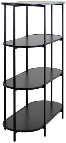 Ovales Regal, 4 Einlegeböden, schwarz, schwarzes Gestell, 85 x 36 x 111 cm Bild 3