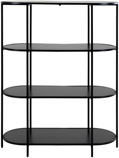 Ovales Regal, 4 Einlegeböden, schwarz, schwarzes Gestell, 85 x 36 x 111 cm Bild 2