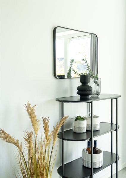 Ovales Regal, 4 Einlegeböden, schwarz, schwarzes Gestell, 85 x 36 x 111 cm Bild 4