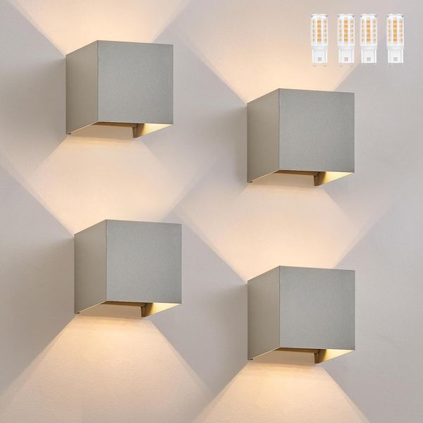ZMH 4er Set LED Außenwandlampen, Warmweiß IP65, Anthrazit, für Haus, Treppenhaus