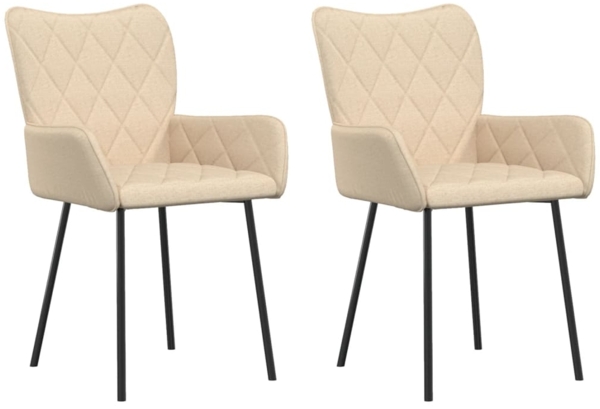 vidaXL Esszimmerstühle 2 Stk. Creme Stoff 344830