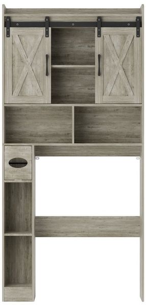 FiveWillowise Badkommode mit Schrank & Türen - 82x20x172 cm für Waschmaschinenbereich, Grau