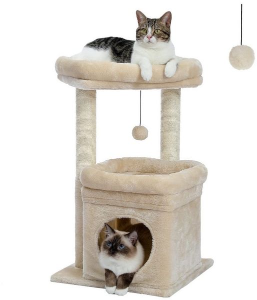 Purpurra Kratzbaum Kratzbaum für Indoor-Katzen mit gemütlichem Katzenhaus, 68cm
