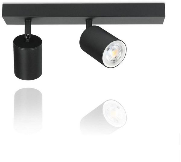 Nettlife Deckenstrahler Deckenstrahler GU10 Rechteckig 2flammig Schwarz, 350° Schwenkbar, LED wechselbar, Wohnzimmer Schlafzimmer Küche Flur