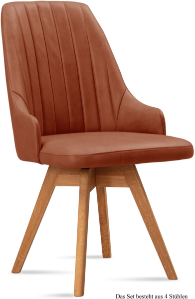 Esszimmerstuhl drehbar (4er-Set) Dotti 52x91x60 Eiche geölt/Cognac