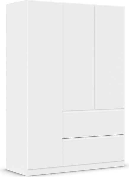 rauch Kleiderschrank, Drehtürenschrank COSTA, 3-türig, 2 Schubkästen, push-to-open, Alpinweiß, 136 x 197 x 54 cm Bild 3