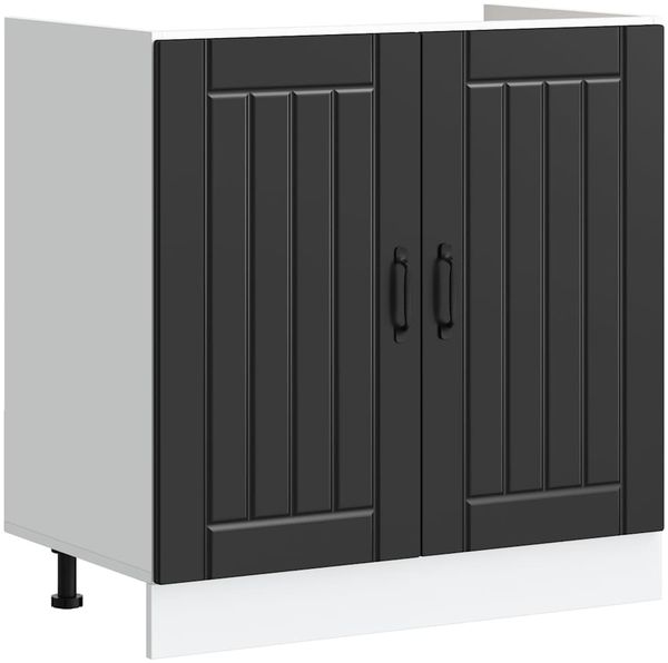 vidaXL Spülenunterschrank Lucca Schwarz Holzwerkstoff 853688