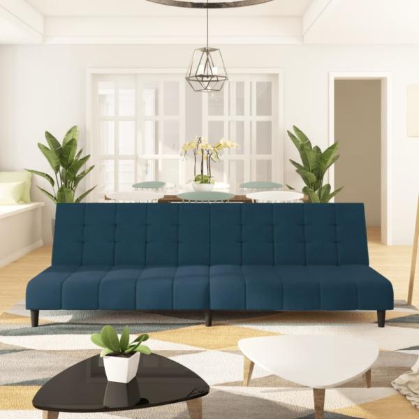 vidaXL Schlafsofa 2-Sitzer Blau Samt 375762