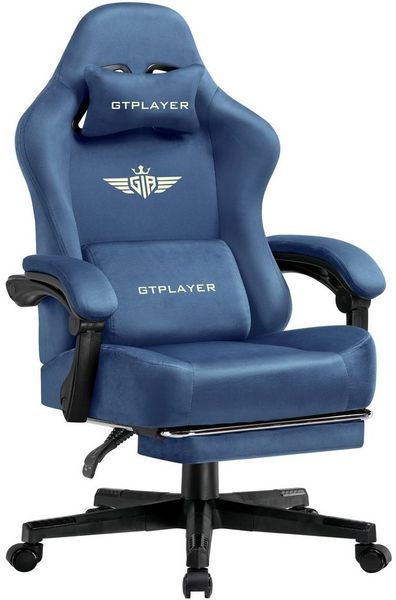 GTPLAYER Gaming Stuhl, Stoff, Einstellbare Armlehne, Einteiliger Stahlrahmen, leinenartige Oberfläche, Dark Gray