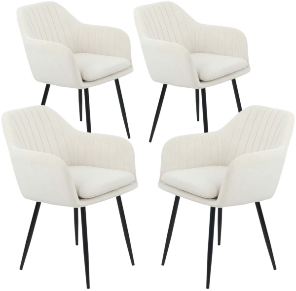 4er Set Sesselstuhl Lia - Samtvelour Creme