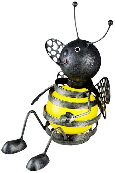 LED Solarleuchte, Außen, Biene, gelb, schwarz, H 25 cm