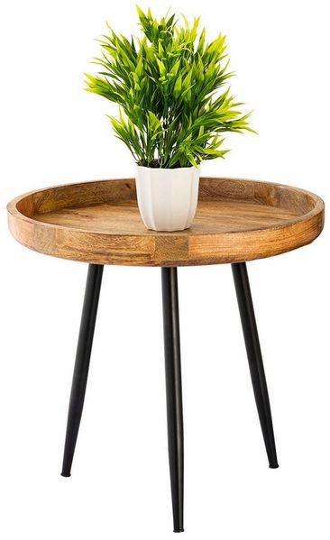 Amagohome Couchtisch Beistelltisch Holz rund Couchtisch Wohnzimmer Tisch Metalbeine Holzpla