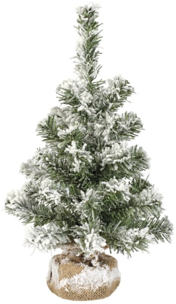 Everlands Mini Weihnachtsbaum im Jutesack 35 cm grün weiß