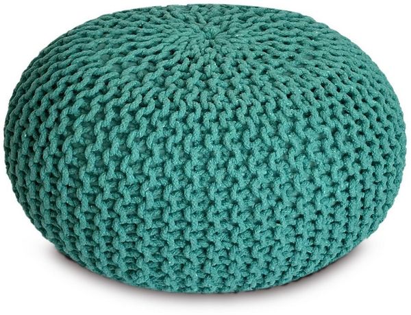 Amagohome Sitzhocker, Pouf, XXL Baumwolle, Türkis, ø 55 cm