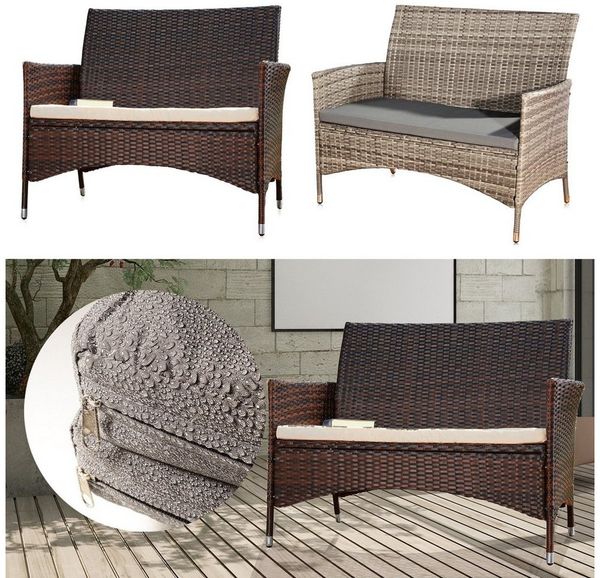 Melko Gartenbank Gartenbank Polyrattan Sitzpolster Rattanbank Bezug Outside Terrasse (Stück, Einzelartikel), Wasserabweisend