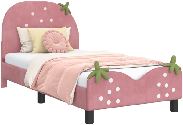 vidaXL Kinderbettgestell mit Kopfteil Rosa 80x160 cm Samt 42011075