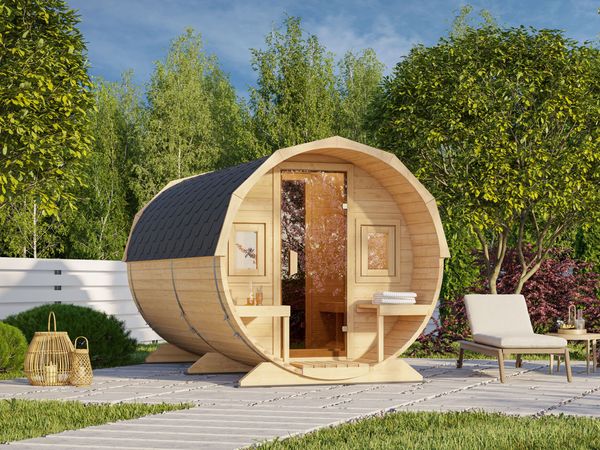 Fjordholz Fass-Sauna Modell Alvin Natur