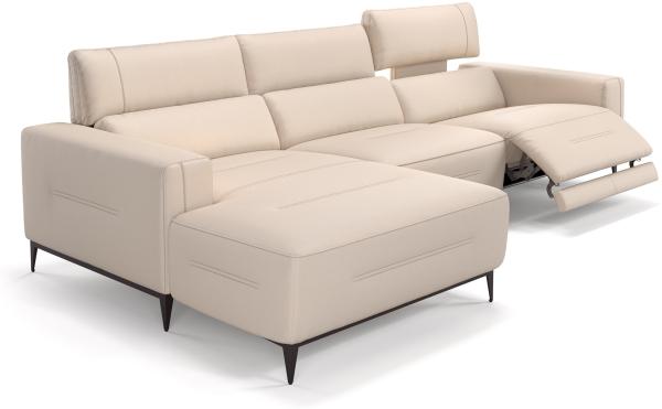 Sofanella Ecksofa TERAMO Ledersofa Eckgarnitur Eckcouch in Creme S: 260 Breite x 101 Tiefe