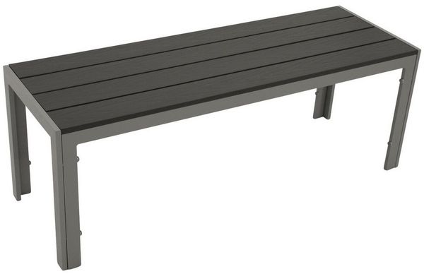 TPFGarden Hockerbank NEWPORT (Solide Gartenbank aus Aluminium silbergrau, Robuster Outdoor Hocker mit Sitzfläche aus edlem Kunstholz dunkelgrau), Hochwertig verarbeitete Sitzbank - Maße (BxHxT): 65 x 74 x 65 - 130 cm