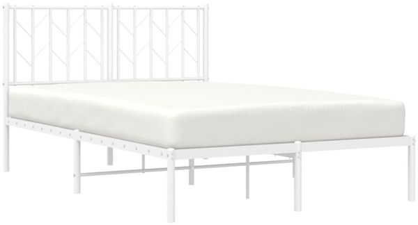 vidaXL Bettgestell mit Kopfteil, Metall weiß, 120x190 cm Bild 3