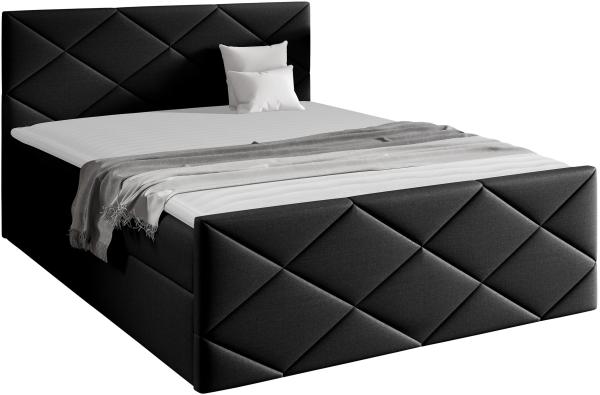 Mirjan24 Boxspringbett Alpiry, Schwarz, 140 x 200 cm, Webstoff