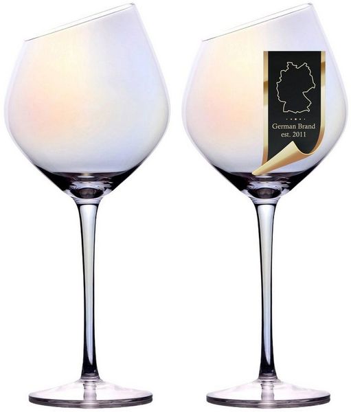 Intirilife Weinglas, 2-tlg, Glas, Wein Glas Set 470ml Wein Gläser mit Schimmer Spülmaschinenfest (2-tlg)
