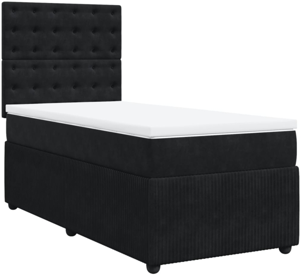 vidaXL Boxspringbett mit Matratze Schwarz 80x200 cm Samt 3292204