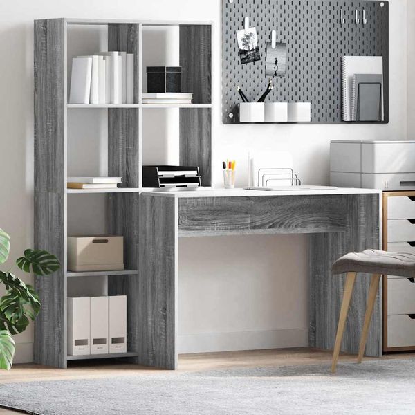Schreibtisch, Bürotisch, Computertisch Graues Sonoma 138,5 x 55 x 143 cm Holzwerkstoff
