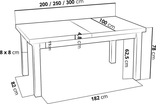 WFL GROUP Esstisch Avena ausziehbar rechteckig modern mit weißen Holzbeinen (MADE IN EU, 5 Gr. – 120/140/160/170/200 cm ausziehbar auf 160/180/210/250/300 cm), platzsparender Tisch in Holzoptik für Küche, Esszimmer oder Wohnzimmer Bild 3
