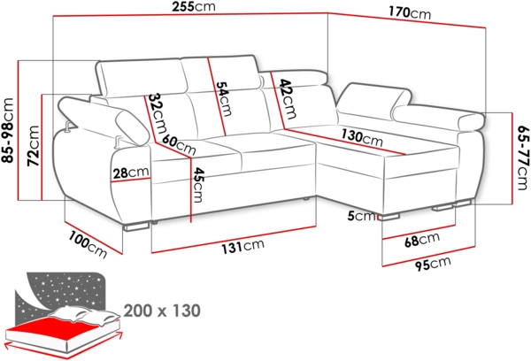 Mirjan24 'Boston Mini' Ecksofa mit Bettkasten und Schlaffunktion, Plüschstoff, Braun, Rechts Bild 5