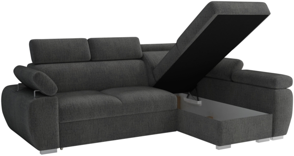 Mirjan24 'Boston Mini' Ecksofa mit Bettkasten und Schlaffunktion, Plüschstoff, Braun, Rechts Bild 4