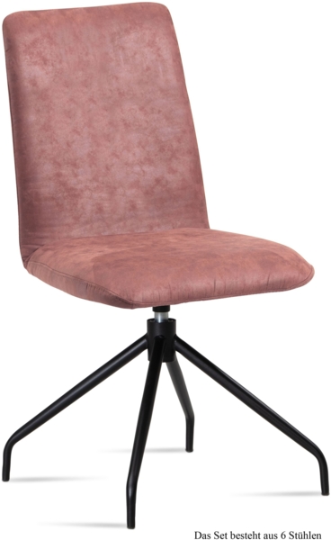 Esszimmerstuhl drehbar (6er-Set) Divona 47x92x60 Schwarz/Rosewood