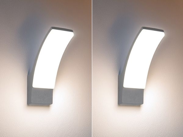 2er Set moderne LED Außenwandleuchten aus Aluminium in Anthrazit, Höhe 22,5cm