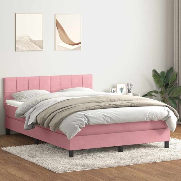 vidaXL Boxspringbett mit Matratze Rosa 160x210 cm Samt 3316220