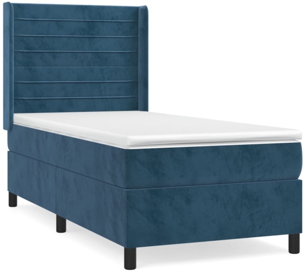 vidaXL Boxspringbett mit Matratze Dunkelblau 90x190 cm Samt 3132715