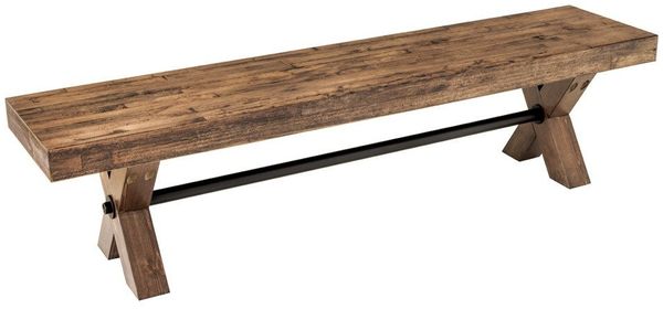 riess-ambiente Sitzbank GOLIATH 180cm natur – Pinienholz-Platte, X-Gestell, Metall-Strebe (Einzelartikel, 1-St), stabile Holzbank im Industrial-Stil – ideal für Essbereich oder Flur