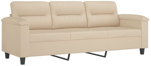 vidaXL 3-Sitzer-Sofa mit Hocker Creme 180 cm Mikrofasergewebe 3201235 Bild 4