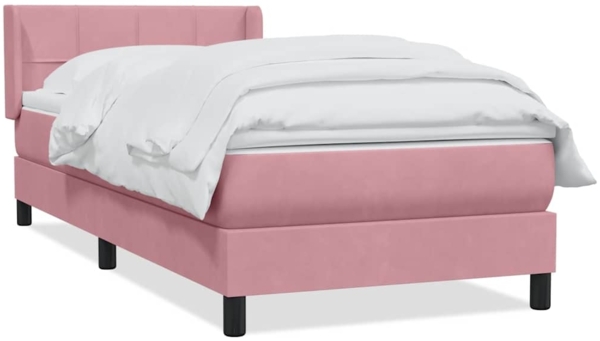 vidaXL Boxspringbett mit Matratze Rosa 100x220 cm Samt 3318152