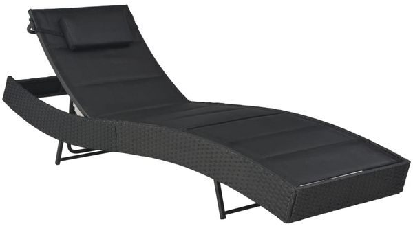 vidaXL Sonnenliege Poly Rattan und Textilene Schwarz 44896