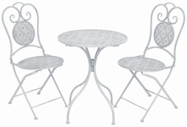 vidaXL 3-tlg. Bistro-Set Stahl Grau-Weiß 43150